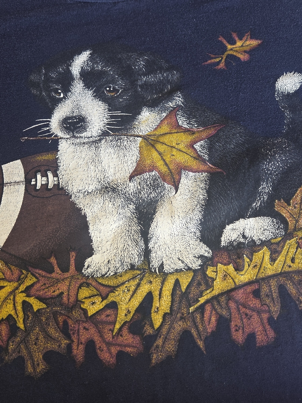 Vintage 90s Tshirt w/ Fall Football Dog Graphic XL EUC - Picture 5 of 8